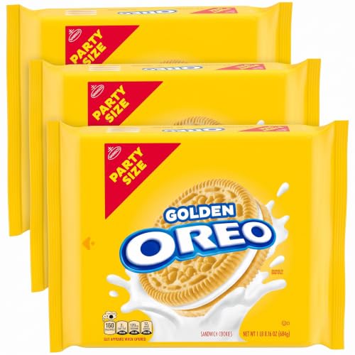 OREO Golden Sandwich Cookies, Party Size, 24.16 oz (Pack of 3)