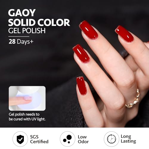 Image of GAOY Burgundy Red Gel Nail Polish Set 6 Colors Including Dark Cherry Wine Red Gel Polish Kit U V LED Soak Off Home DIY Manicure Nail Salon Varnish