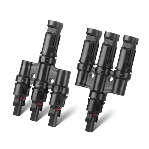 Pjerjzn Solar Panel Connector 3 to 1 Solar Y Branch Solar Panel Splitter 3 Way 1000V Y Branch Solar Panel Parallel Connectors for Parallel Connection Solar Panels (1 Pair 3 to 1)