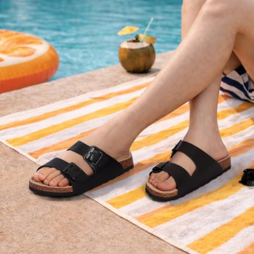 Image of KIDMI Women's Cork Footbed Casual Summer Sandals with Mild Arch Support