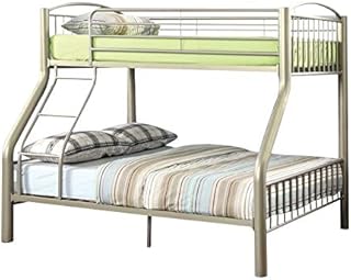Furniture of America Lohani Metal Twin Over Full Bunk Bed in Metallic Gold