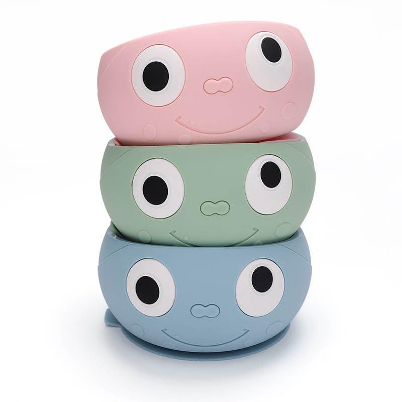 YOUTALI Ensemble de 3 Bols Ventouse Pour Bébé en Silicone Alimentaire, Rose, Vert Et Bleu Avec Smiley, Pour Une diversification alimentaire bébé Sans...