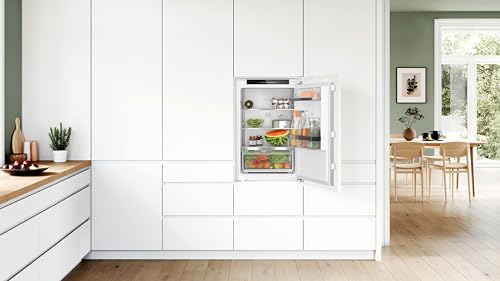 Bosch KIR21ADD1, Serie 6, Mini Einbau-Kühlschrank, 88 x 56 cm Nische, 136 L, Made in Germany, längere Frische mit VitaFresh XXL, flüsterleise, schnellere Kühlung, LED-Beleuchtung, Flachscharnier