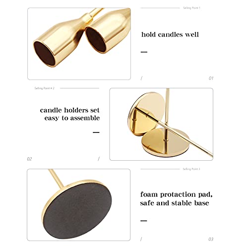 Candle Holder 6 in 1 Set Candlestick Holders Fits 3/4 inch Thick Taper Candle&Led Candles for Wedding,Dining,Party,Home Decoration(6, Gold)