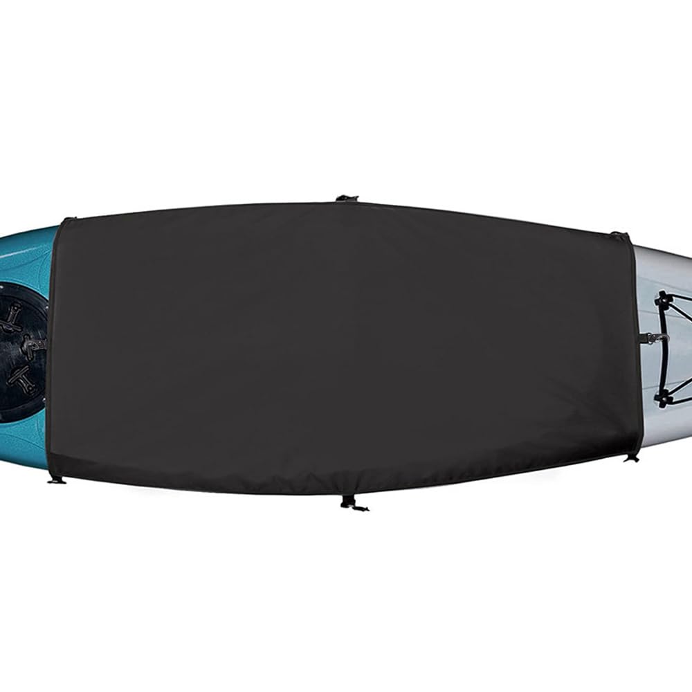 SOUUXIU Kayak Cockpit Cover 420D Oxford Cloth Waterproof Dustproof with Fastening Strap, Seal Cockpit Cover Universal with Storage Pouch for Indoor Outdoor Storage