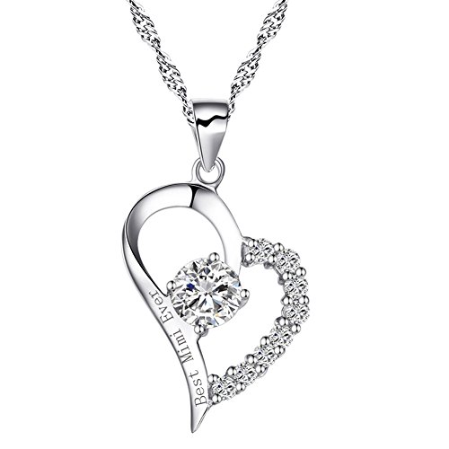 Chaomingzhen 925 Sterling Silver Heart Best Mimi Ever Necklace Cz Engraved Pendant Cubic Zirconia 18" Chain #TOP4