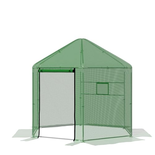 MU 9.4x9.4x8.2 FT Greenhouses for Outdoors, Heavy-Duty Green House for Outside, Walk in Winter Greenhouse with 180g Double Layer PE Cover, Ground Stakes, Great for Garden/Patio/Backyard - Image 9
