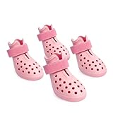 Dog Shoes for Hot Pavement - Comfortable Paw Protection for Medium & Large Dogs, Adjustable Strap & Non-Slip, Easy-Clean, Outdoor Sports Boots, Dog Booties for Summer Rain (Pink, L)