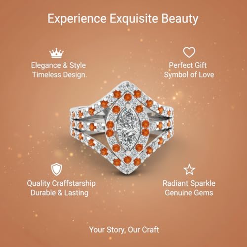 Image of Choose Your Gemstone Royal Empress Ring 925 Sterling Silver Marquise Shape Halo Engagement Rings Ornaments Surprise for Wife Symbol of Love Clarity Comfortable US Size 4 to 12