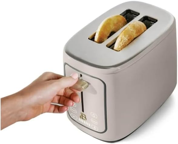 Drew Barrymore Porcini Taupe Icing 2-Slice Toaster with Touch & Activated Display