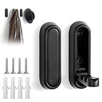 2pcs Foldable Wall Hook, Elliptical Heavy Duty Coat Hooks, Folding Hooks Wall Mount of Zinc Alloy, Non-Slip Wall Hooks for Hanging Coat Bags Backpack Towel for Bathroom Bedroom (Black+Black)