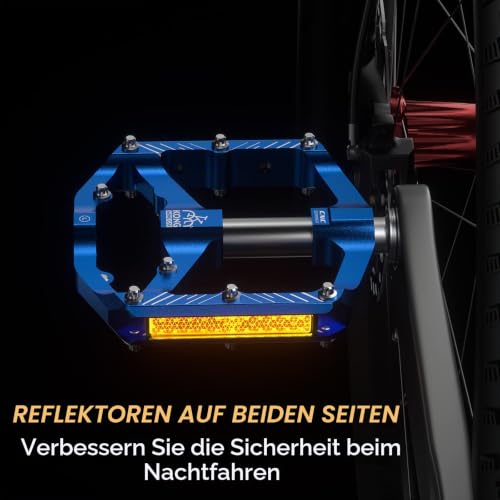 KADACHA Fahrradpedale,Plattformpedale mit Reflektoren, Leichtgewichtige Anti-Rutsch MTB Pedale, CNC Aluminium für Mountainbike, Rennrad… – Ansicht 5