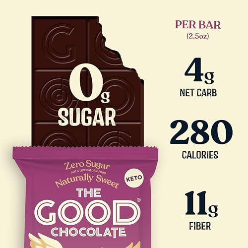 THE GOOD CHOCOLATE – Double Crunch Dark Chocolate Bars with 90% Less Sugar & Lower Net Carbs – Keto Chocolate Bar with Lower Calories, All Natural and Non-GMO Keto Snacks, 2.5 oz (2 Bars Starter Pack)