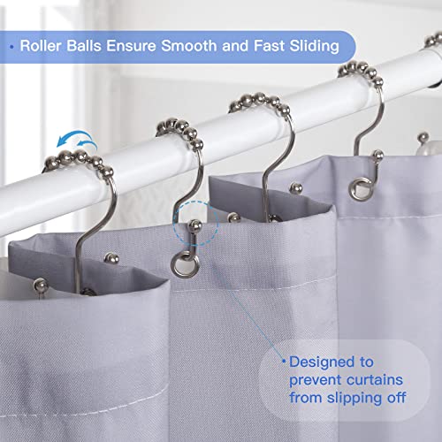 Shower Curtain Rings, Sutine Double Shower Curtain Hooks, Rust-Resistant Metal Shower Curtain Rings, Free Sliding Stainless Steel Shower Hooks For Shower Curtains & Liners, 12Pcs-Nickel #TOP3