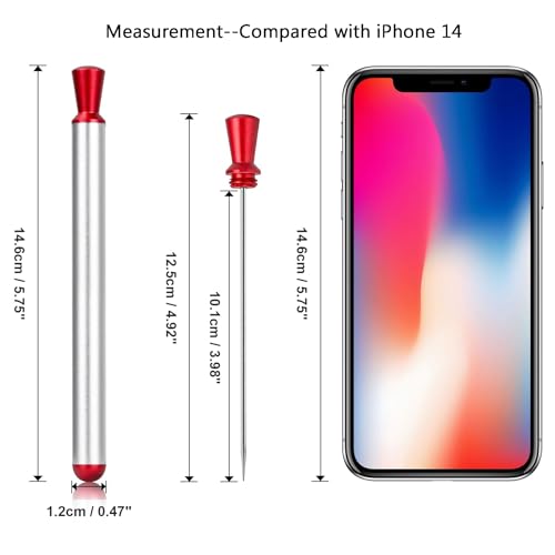 MUZZIOU 9 Pcs Metal Cocktail Picks, Portable Toothpicks with Holder, Stainless Steel Skewers Reusable Food Picks for Outdoor Picnic Camping Travel (Red)