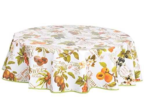 Home Direct Nappe de Table Ronde en PVC Facile à Nettoyer Motif Fruits 140 cm
