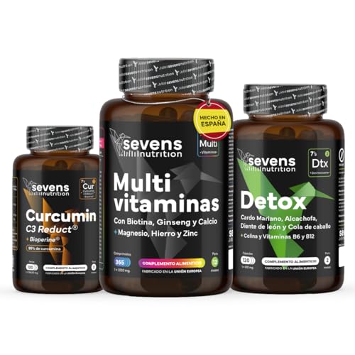 Pack Detox Total para Regalar - Cardo Mariano + Cúrcuma con Jengibre y Pimienta Negra + Multivitaminas Completo | Limpieza Hepática y Energía | Fórmula Avanzada