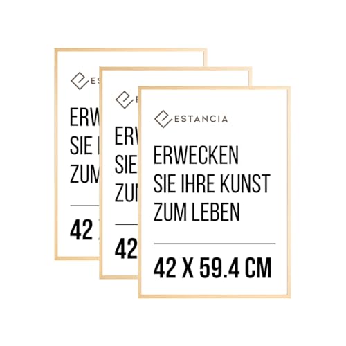 Estancia 3 Stück Eiche Holz Bilderrahmen 42x59,4 cm (A2) mit bruchsicherem...