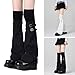ZUXOCY Women Aesthetic Solid Color Flared Leg Warmer Fashion Punk Buckled Fastener Baggy Leg Covers Knee Length Socks