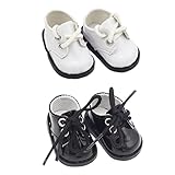 niannyyhouse Leather Shoes 7.8in（20cm） Humanoid Doll Stuffed Animals Clothes Accessories (White+Black)