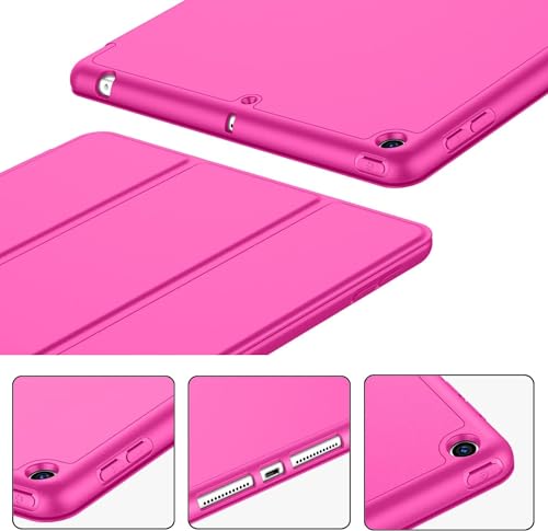 Image of Printme iPad 9.7 Case (2018 /2017 Model, 6th /5th Generation), Smart Cover with Pencil Holder and Soft Baby Skin Silicone Back and Full Body Protection, Auto Wake /Sleep Cover (Dark Pink)