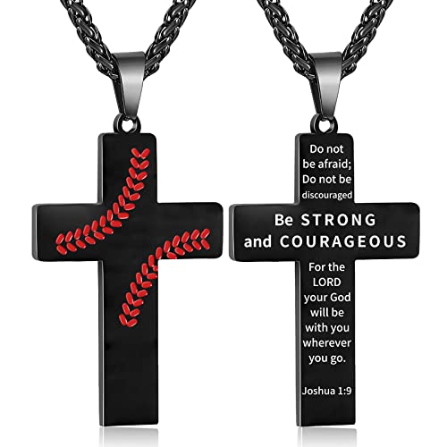 Zocomi Baseball Cross Necklace for Teen Boys & Men