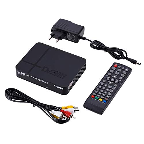 M-Fire Car HD 1080P PVR K2 DVB-T2 Digital Sublunar Receiver Broadcasting TV Box with Distant Control(Black) (Color : Black)