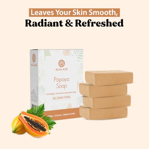 Image of Papaya Soap With Shea Butter & Jojoba Oil | Brightens, Smoothens & Refreshes | 100 g (Pack of 4)