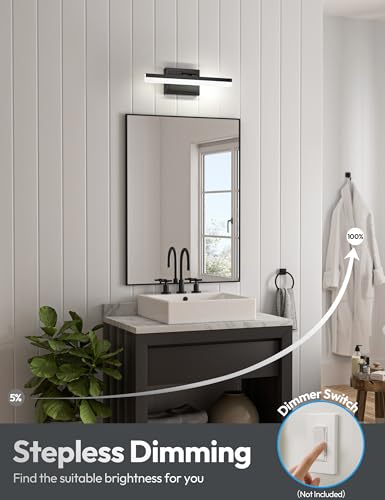 Image of VOLISUN Modern Bathroom Vanity Light 15.7 inch, 20W Dimmable 5CCT Led Bathroom Light Fixture Over Mirror, Black Bar Vanity Light for Bathrooms Mirror Cabinets Bedroom-ETL Certificated
