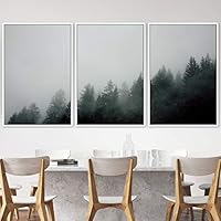 3 Piece Framed Canvas Wall Art Foggy Mountains Canvas Prints Home Artwork Decoration for Living Room,Bedroom - 16