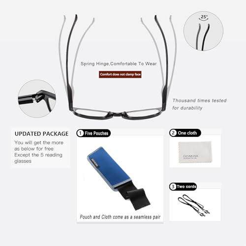 Image of Reading Glasses,Blue Light Readers Glasses For Women Men 0.0,Anti Bluelight Eyestrain UV Glare Reading /Gaming /TV /Phones Glasses,Magnifying Glass With Spring Hinge 5 Pack(B MIX)