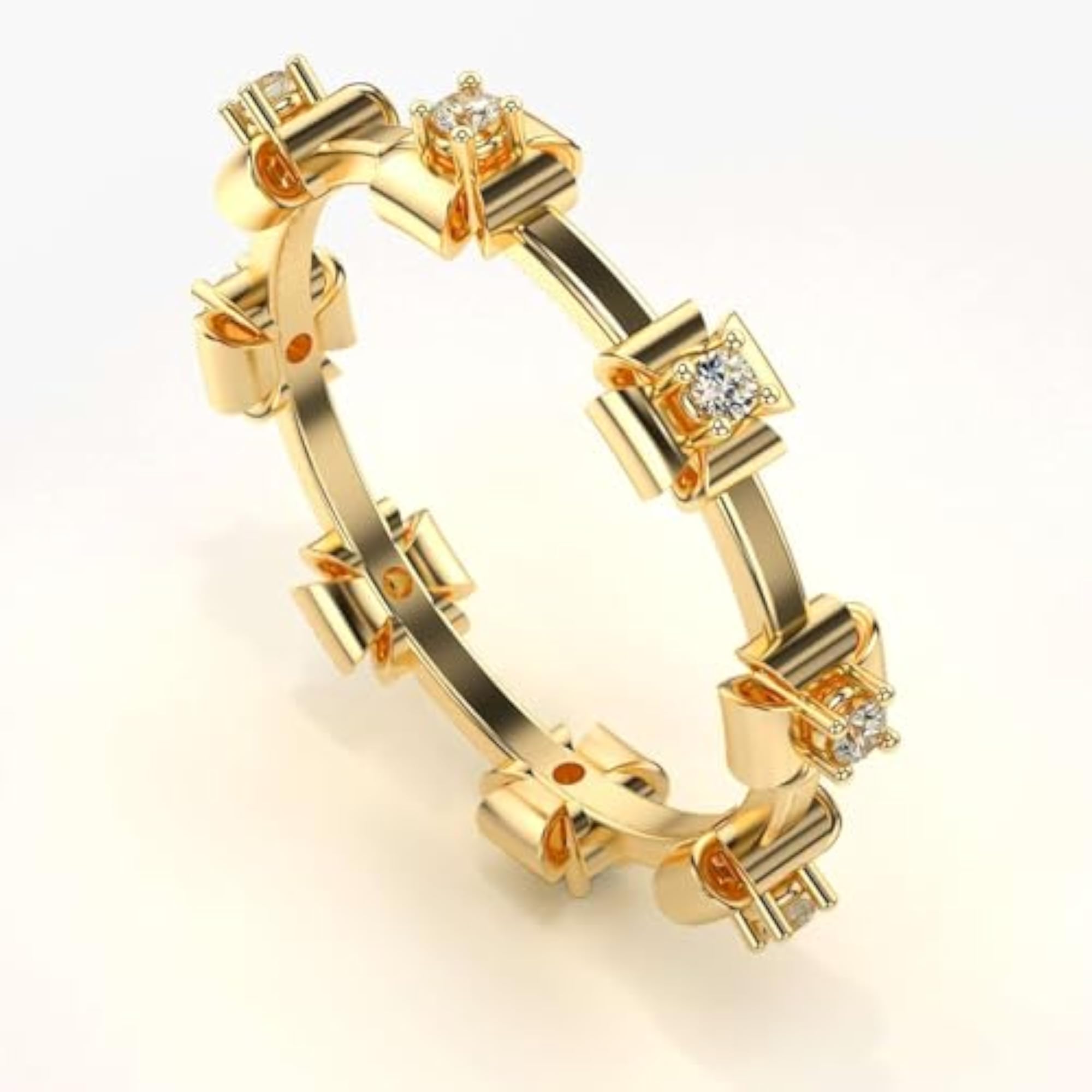 Women's Sterling Silver & Lab Grown Diamond 0.11cts Elegant Ring