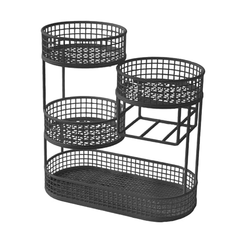 FytStycale Soporte de Frutas Escalonadas para Encimera, Contenedor de Servicio de Nivel Múltiple, Negro, Individual