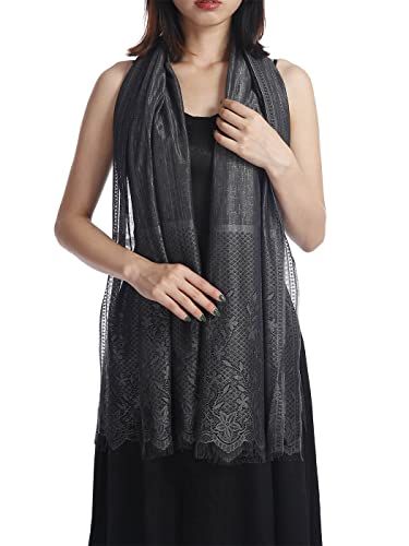 EASEDAILY Women's Shawls and Wraps for Evening Dresses Flower Lace Wedding Scarf Bridal Shrug with Fringe for Bride2