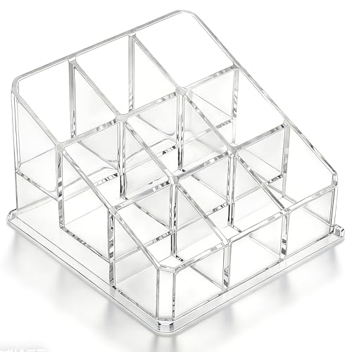 DOPENSPI Organizador de pintalabios con 9 compartimentos, organizador de pintalabios, transparente, soporte para lápiz labial, soporte para perfume, vitrinas, maquillaje, almacenamiento para baño y DOPENSPI Organizador de pintalabios con 9 compartimentos, organizador de pintalabios, transparente, soporte para lápiz labial, soporte para perfume, vitrinas, maquillaje, almacenamiento para baño y