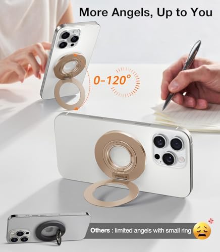 TORRAS 2025 Newest Thin Ring Holder for Magsafe Phone Grip [Dual Ring] Compatible with Magnetic Stand Magsafe Kickstand for Iphone 16/15/14/13/12/11 Samsung, Google Accessories, Desert Ti