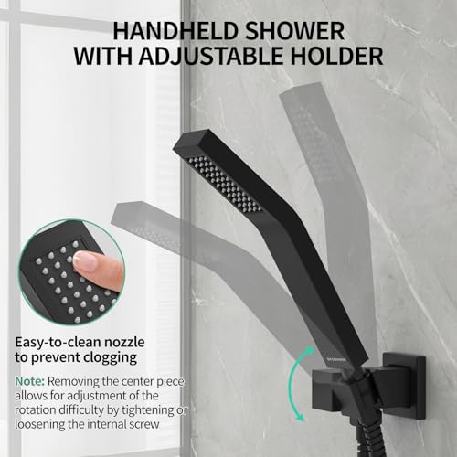Image of SR SUN RISE 12 Inch Ceiling Mount Rain Shower System,Matte Black