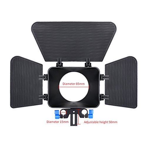 Annsm Matte Box For 15Mm Standard Rail Rods For Canon Sony Panasonic Nikon Fujifilm Olympus Cameras Camcorder Lenses Diameter Less Than 85Mm With Height Adjustable For Different Camera Lenses #TOP2