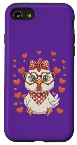 Carino Pollo con Cuori Valentine Love Adorabile Custodia per iPhone SE (2020) / 7/8
