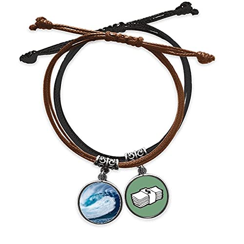 Pulsera de cuero y ola blanca con acabados detallados de la naturaleza