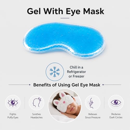Image of Jenna Sleeping Eye Mask for Sleeping for Women Sleep Mask Blind Fold Eye Cover for Sleep Soft Plush Frog Eye Mask for Kids and Adults Eyemask Lightweight & Durable (FurCat-Gel)