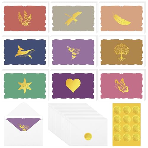 Tarjetas de agradecimiento a granel de 4 x 6 pulgadas con diseños de lámina dorada
