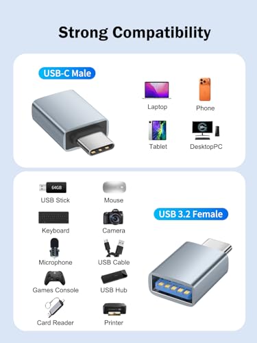 Image of Lemorele High Speed Active USB to Type C Connector - Premium USB C to A Fale OTG Connector for Fast Charging and Data Sync, Compatible with Laptops, Tablets, and Smartphones