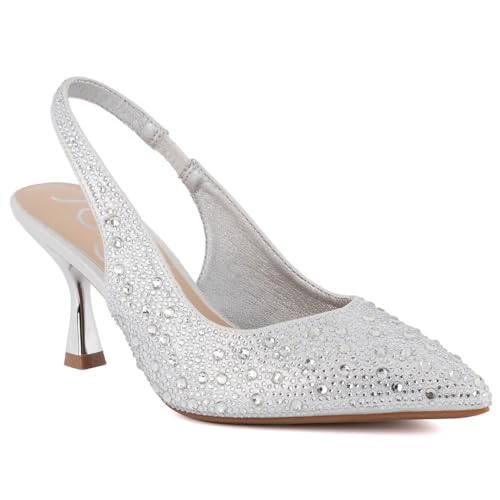 Sugar Women’s Slingback Kitten Heels – Pointed Toe Dress Shoes with Pearl or Bow Detail, Low Heels for Parties, Weddings, or Evening Wear