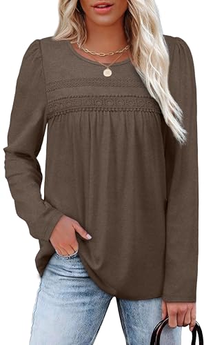 OFEEFAN Boho Tops for Women Long Sleeve Shirts Plus Size Early Fall Fashion Womens Blouses Dressy Casual Outfits M-4Xl3