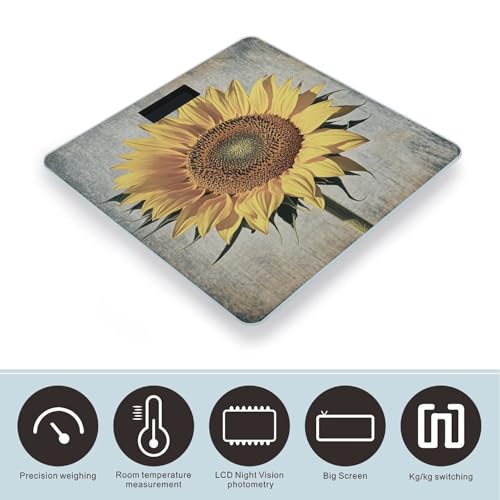 Balanza digital retro girasol para baño y peso corporal miniatura 3