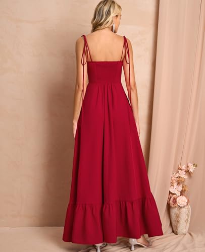 Image of GLNEGE Women's Summer Corset Wedding Guest Maxi Dress Spaghetti Strap Ruffle Formal Dresses Flowy A Line Tea Party Sundress