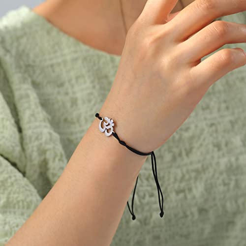 EUEAVAN OM OHM AUM Sanskrit Symbols Spiritual Bracelet luck Couple Charm Jade Thread Bangle Yoga Amulet Anklets Jewelry Accessories2
