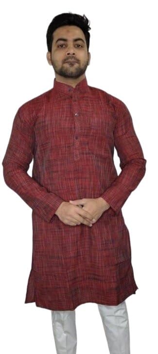 Image of Men Casual Ethnic Kurta Long Sleeve Regular Fit Traditional Comfortable Daily Outfit