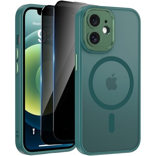 Aekyiwot Hülle für iPhone Magnetische Handyhülle Kompatibel mit iPhone mit Kameraschutz, 1 Hülle mit 2 Schutzfolie Sichtschutz Privacy Schutz, Stoßfest Kratzfest Schutzhülle
